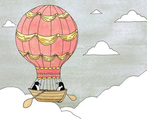 Float Away Penguins w Hot Air Balloon Print