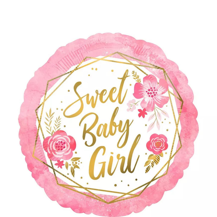 Sweet Baby Girl Floral Foil Balloon