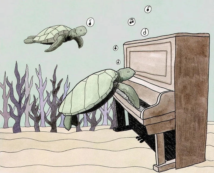 Turtles Playing Piano Print