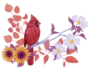 Floral Cardinal Print