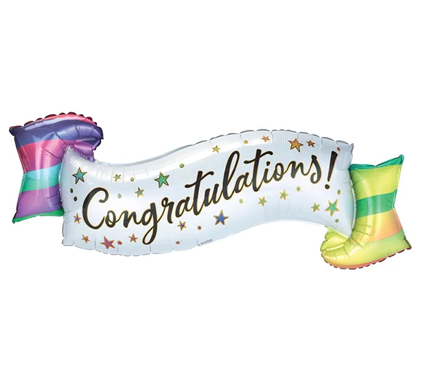 40" Congratulations Rainbow Banner Balloon