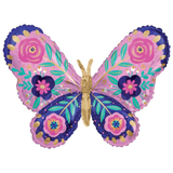 36" Blue-Floral Butterfly Balloon