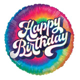 17" Groovy Tie-Dye Happy Birthday Balloon