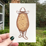 Potato Cowoby Linocut Print