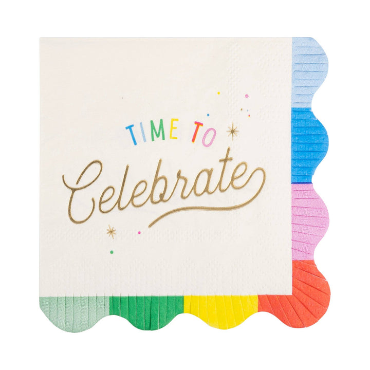 Time to Celebrate Rainbow Scalloped Cocktail Napkins