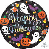18" Happy Halloween Ghosts, Bats, & Treats Foil Balloon