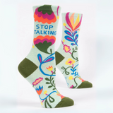 Blue Q  Women's Crew Sock 'Stop Talking'