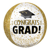 16" Congrats Grad Gold Glitter Orbz Balloon