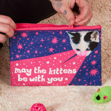 Blue Q Zipper Pouch 'May the Kittens Be With You'
