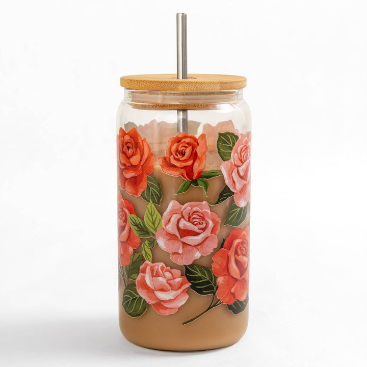 Roses Glass Can