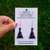 Gothic Black Squiggly Christmas Tree Earrings