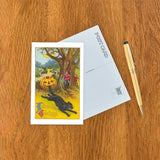 Found Image Press Postcard - Jack O'Lantern Cat Tail