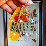 Beep Beep Bitch Keychain - Clear