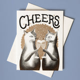 Cheers Cats - Risograph Congratulations Card