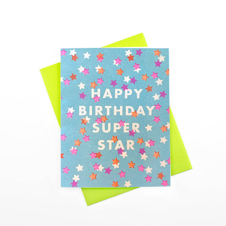 "Happy Birthday Super Star" Confetti - Risograph Card