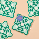 Kaleidoscope Letterpress Vellum Coasters - Green/Aqua (set of 4)