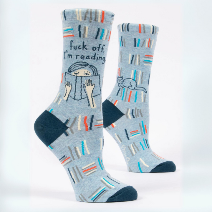 Blue Q Women's Crew Socks 'Fuck Off I'm Reading'