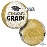 16" Congrats Grad Gold Glitter Orbz Balloon