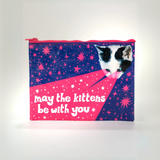 Blue Q Zipper Pouch 'May the Kittens Be With You'