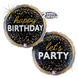18" Metallic Happy Birthday Holographic Glitter