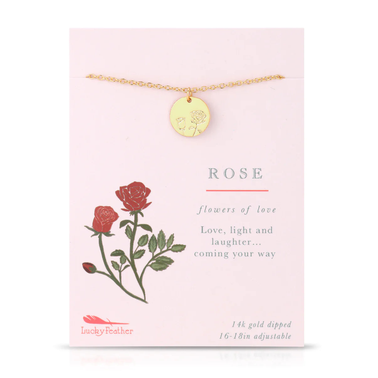 lucky feather botanical necklace rose