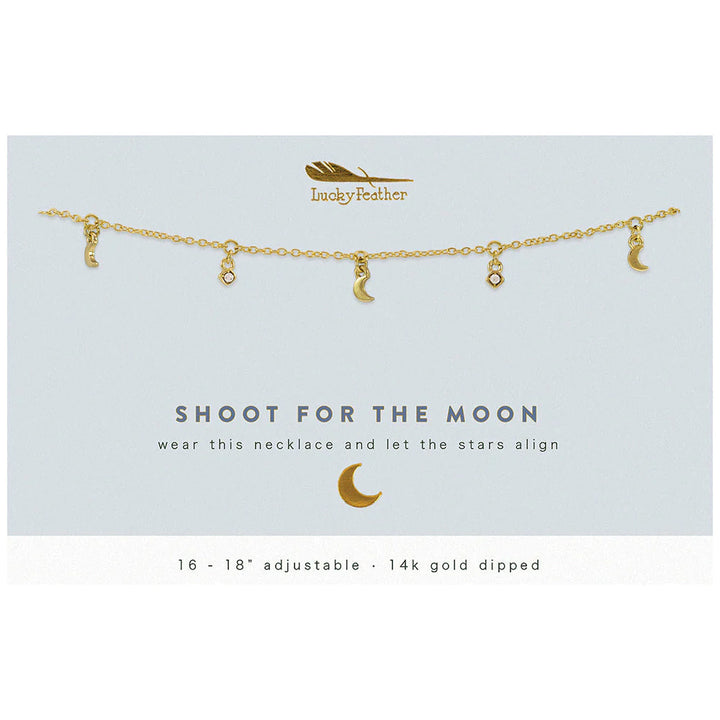lucky feather shoot for the moon dangle necklace