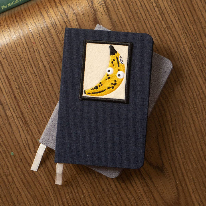 Patched Linen Light Blue Notebook - Googly Banana