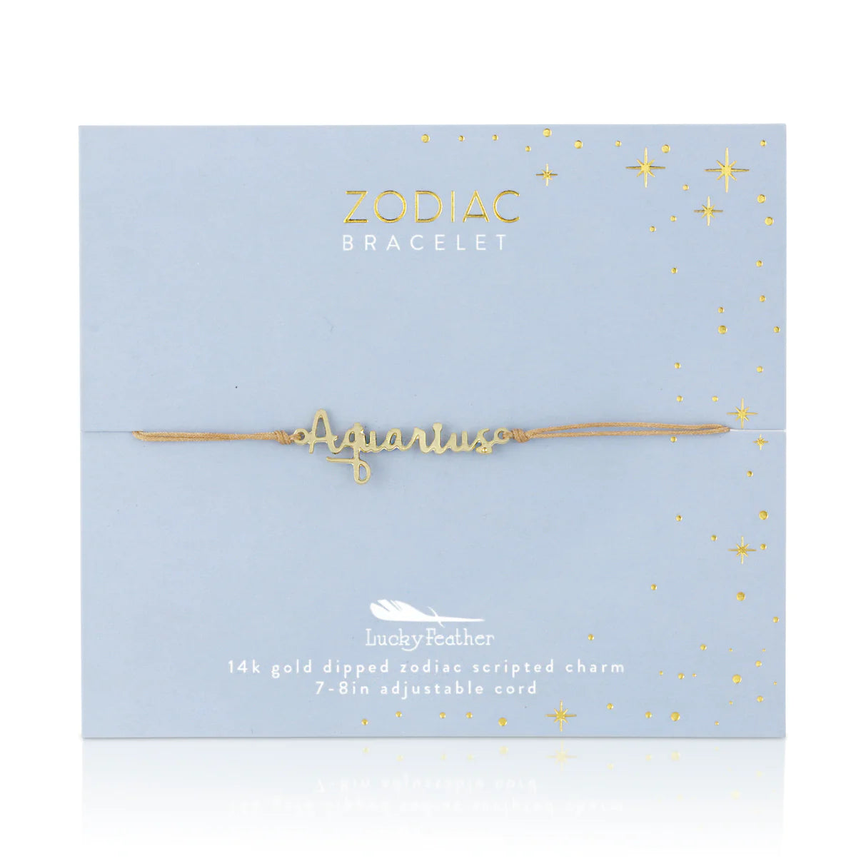 Aquarius script zodiac astrological gold bracelet