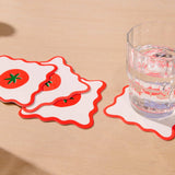 Crudite Letterpress Vellum Coasters - Tomato (Set of 4)