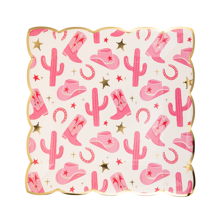 Cowgirl Pink Boot Western Paper Plates