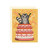 Raccoon Cake Birthday Card