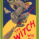 Found Image Press Postcard - The Witch Will Fly