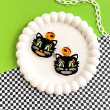 Retro Black Cat Acrylic Earrings