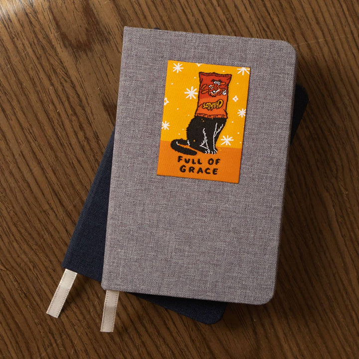 Patched Linen Grey Notebook - Full of Grace