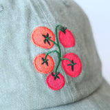 Embroidered Hat - Tomato Vine: Washed Green Color