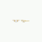 Crescent Gold Earrings - White Opal
