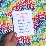 What I Like About You Love/Annivrsary Card