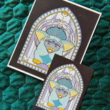 5" x 7" Celestial Furby Stained Glass Art Print - Moon