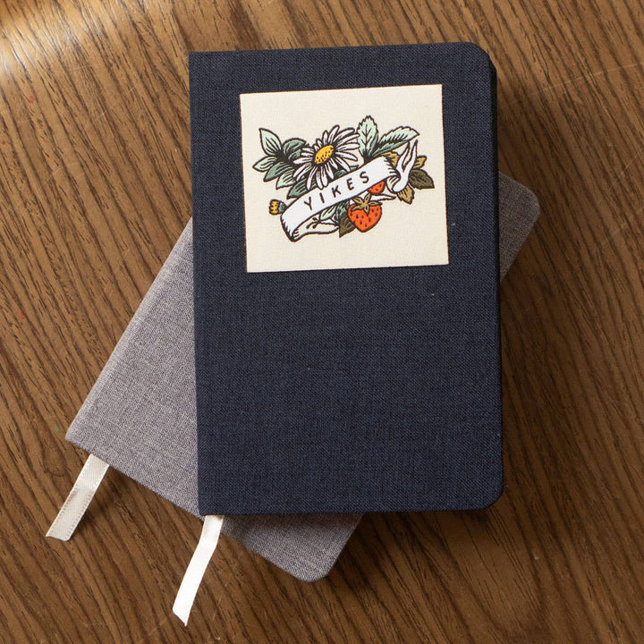 Patched Linen Grey Notebook - Yikes