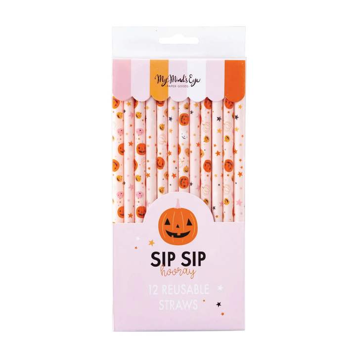 Pink & Orange Pumpkin Reusable Straws
