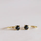 Huggies Earrings - Obsidian / Gold
