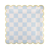 Checked Square Pastel Scallop Plate Set