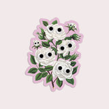 Googly White Roses Vinyl Sticker