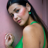 Deco Glam Medallion Oval Hoops - Pink