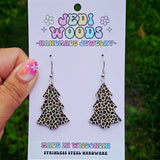 Leopard Print Christmas Tree Earrings