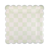 Checked Square Pastel Scallop Plate Set