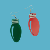 Red and Green Christmas Lights Acrylic Earrings