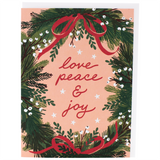 Love, Peace, & Joy Wreath Holiday Card