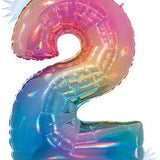 34" Number Balloon Opal Rainbow -