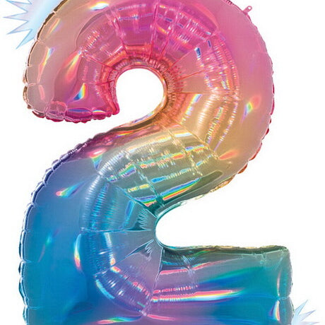 34" Number Balloon Opal Rainbow -